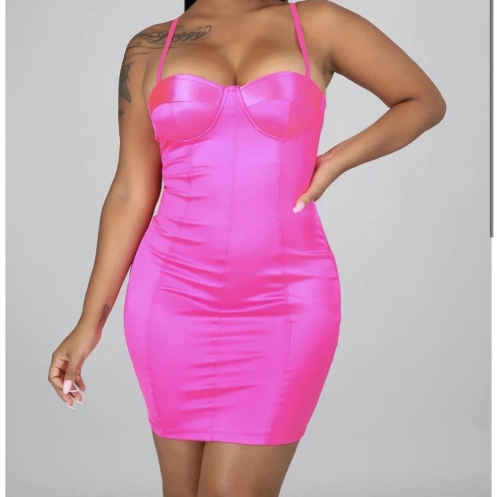 Hot pink mini dress